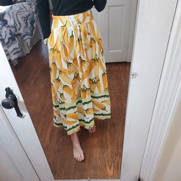 FARM Rio Peppers Print Linen Blend Maxi Skirt - Picture 1 of 9